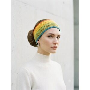VTG 80s Crochet Striped Colorblock Neck Warmer Headband Dopamine Dressing Retro